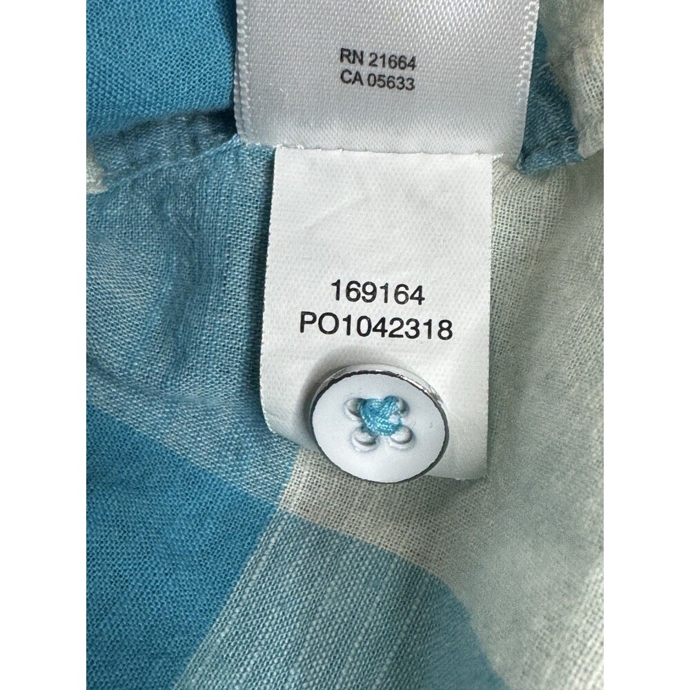 FoxCroft Blue & White Gingham Button Down Shirt‎ Roll Tab Sleeves Size 6 - Picture 10 of 10